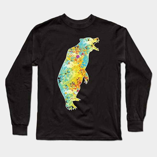 Cool Grizzly Bear Colourful T-shirt Long Sleeve T-Shirt by thefriendlyone